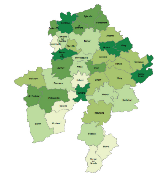 ARNamur Carte de l'arrondissement de Namur